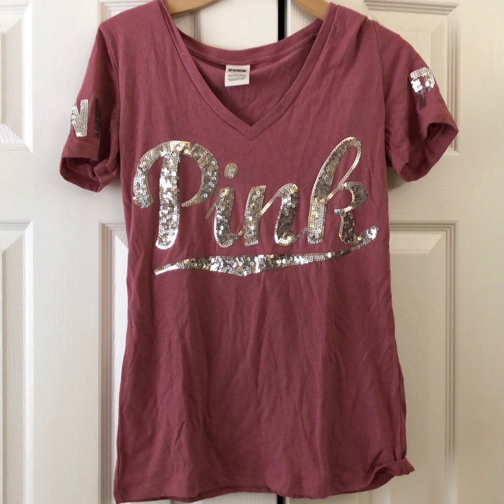 Pink by Victoria secrets sequin v neck top